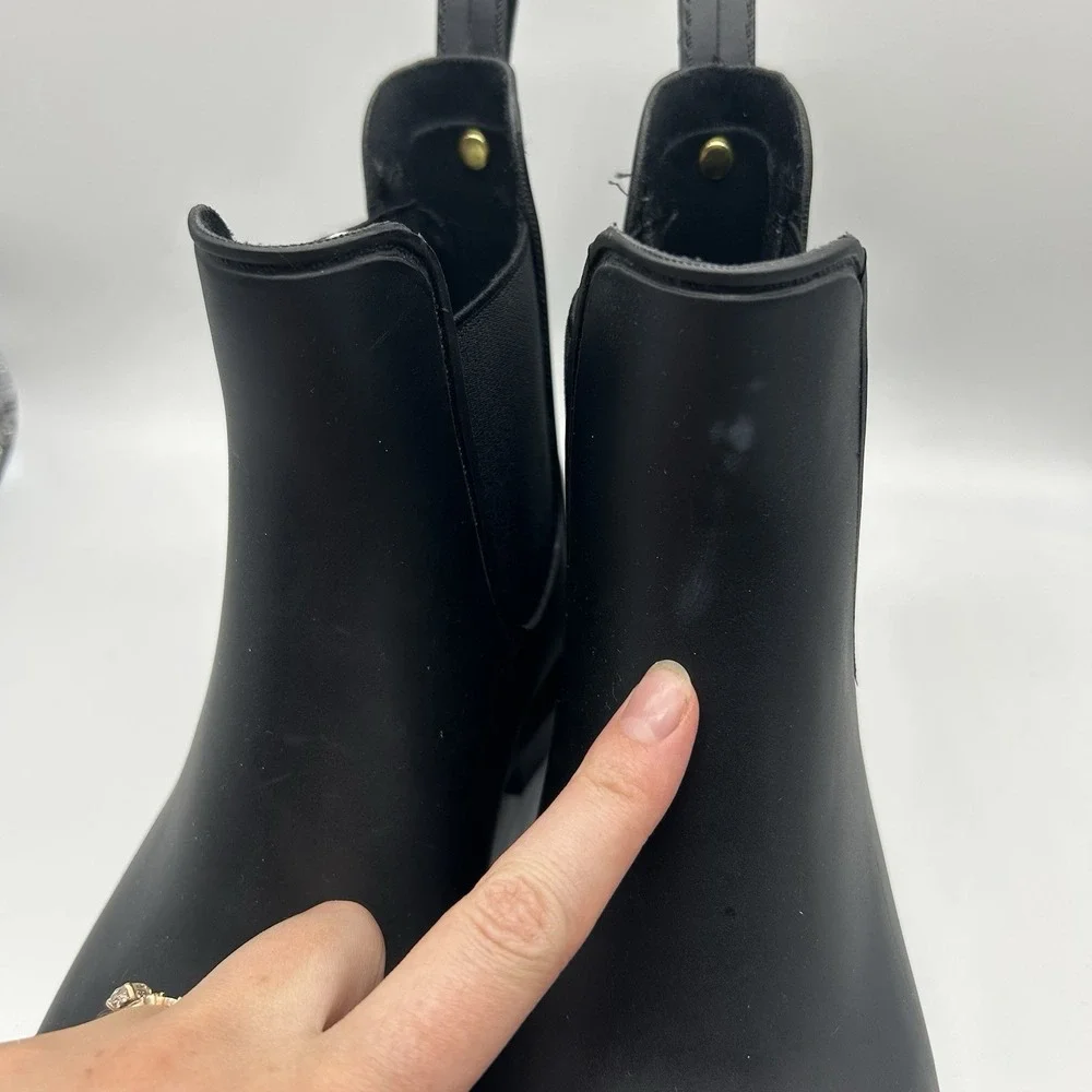 Sam Edelman Women's 7 Glossy Black Tinsley Chelsea Rain Boots Waterproof